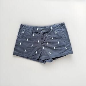 Ralph Lauren Sport Embroidered Pony Shorts Women Size 6 Navy Blue Casual Preppy